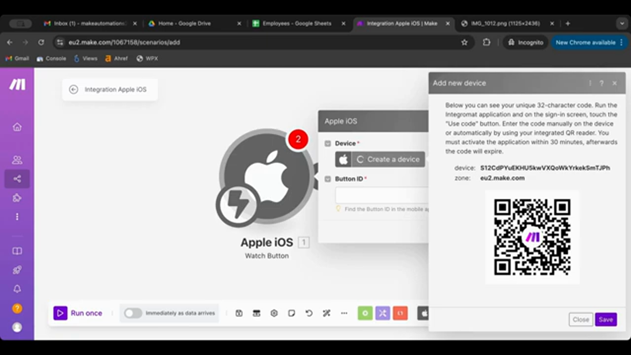 Chèn Button ID vào Make scenario