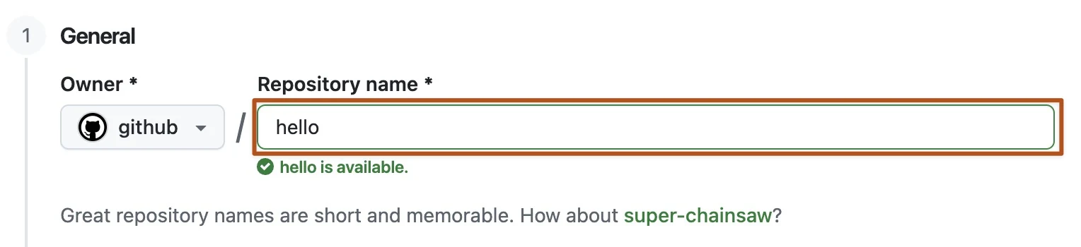 Màn hình GitHub đặt tên repository