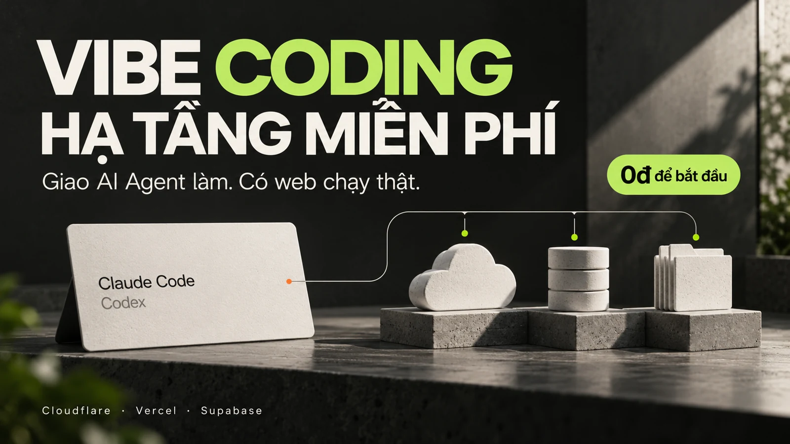 Vibe coding: hạ tầng miễn phí để AI Agent làm web chạy thật
