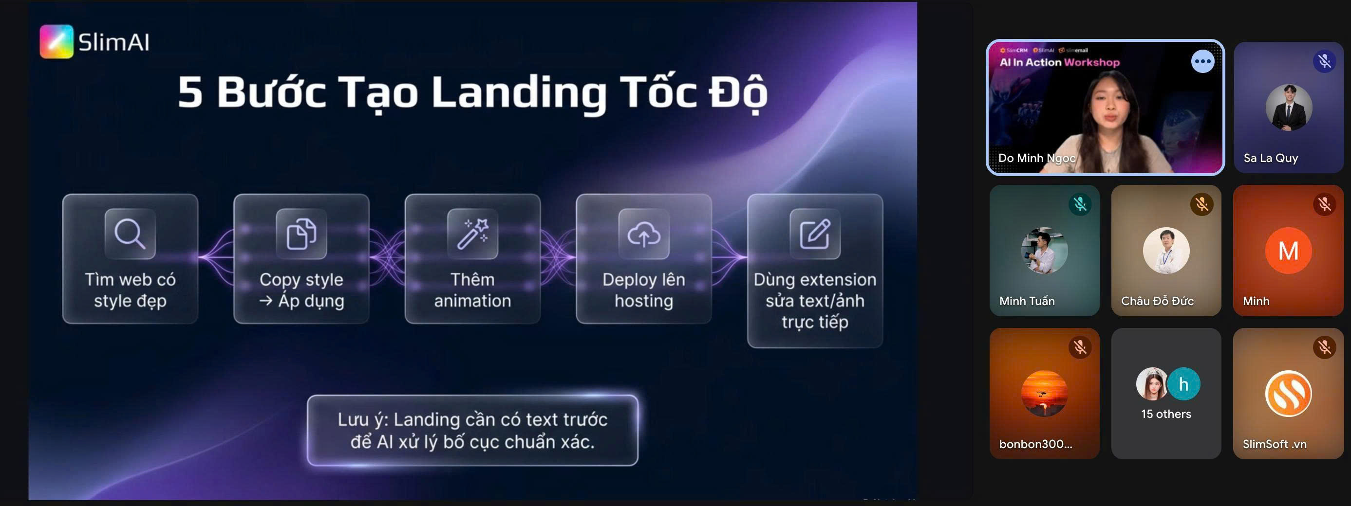 5 bước tạo landing tốc độ trong workshop AI Agent