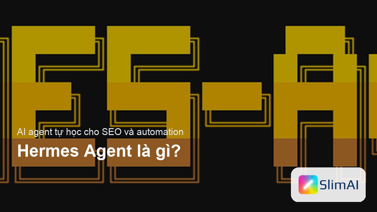 Ảnh banner Hermes Agent từ GitHub được gắn logo SlimAI
