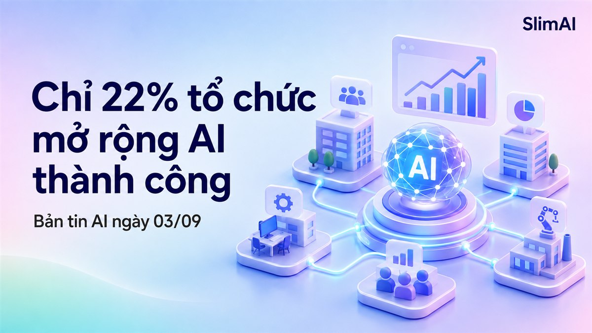 Chỉ 22% tổ chức mở rộng AI thành công | Bản tin AI ngày 03/09