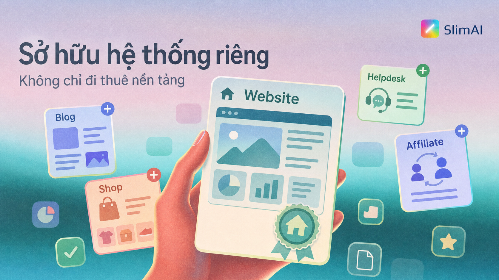 Minh họa website AIWeb như hệ thống kinh doanh sở hữu riêng