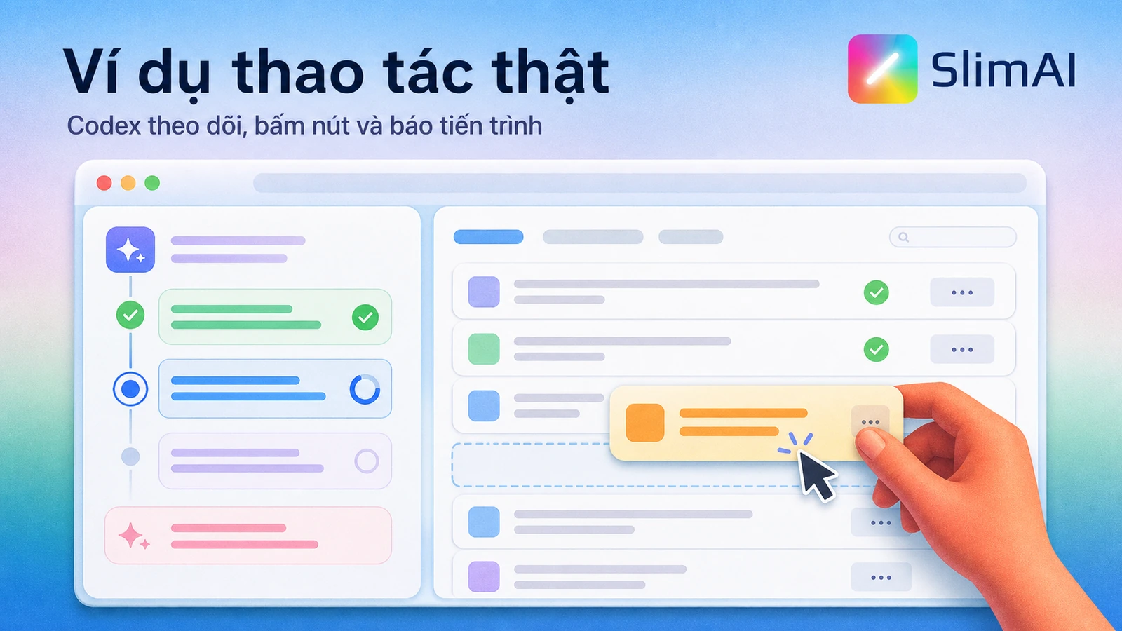 Ảnh AI minh họa cách Codex Browser thao tác và báo tiến trình