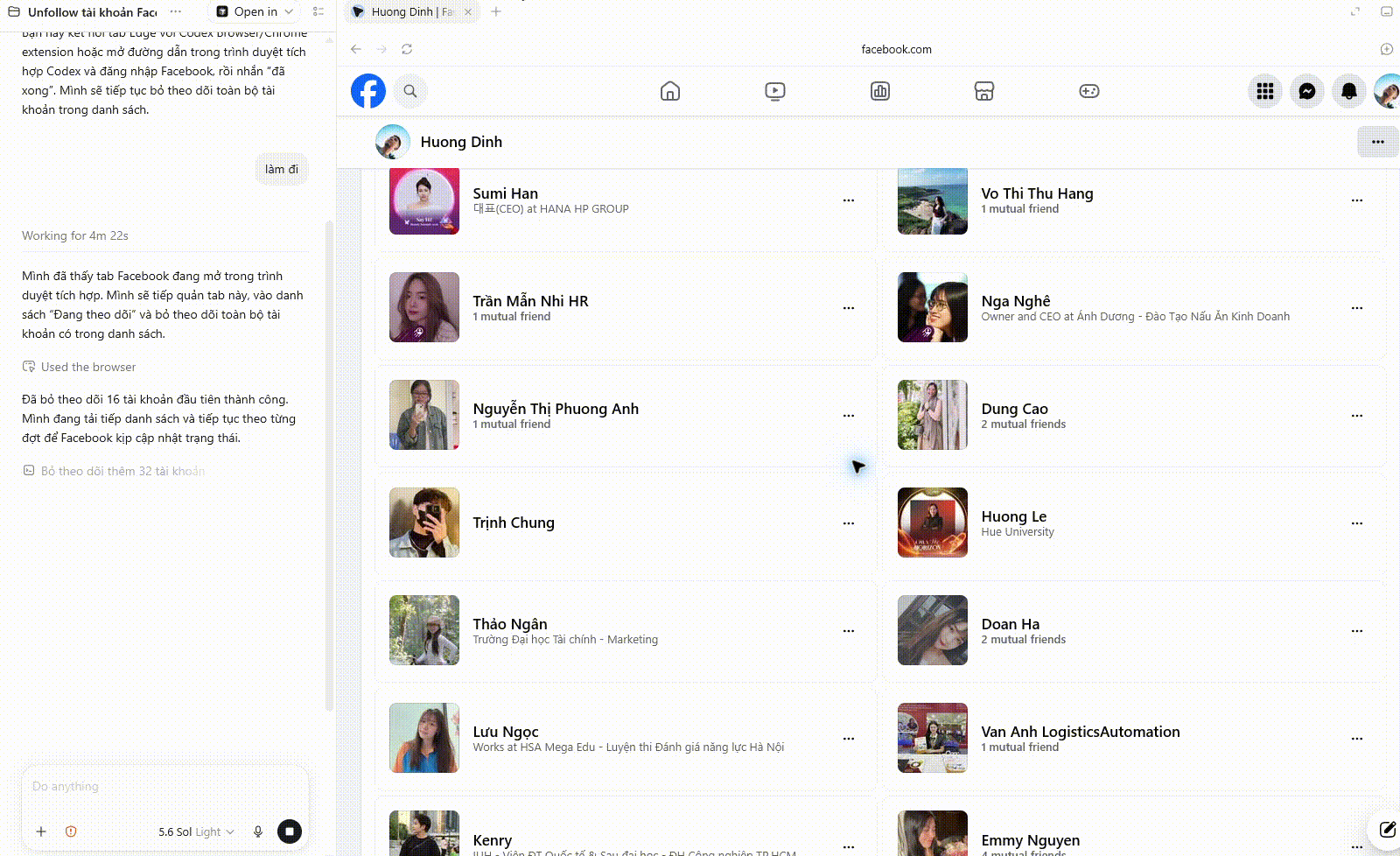 GIF minh họa Codex Browser thao tác trên website thật