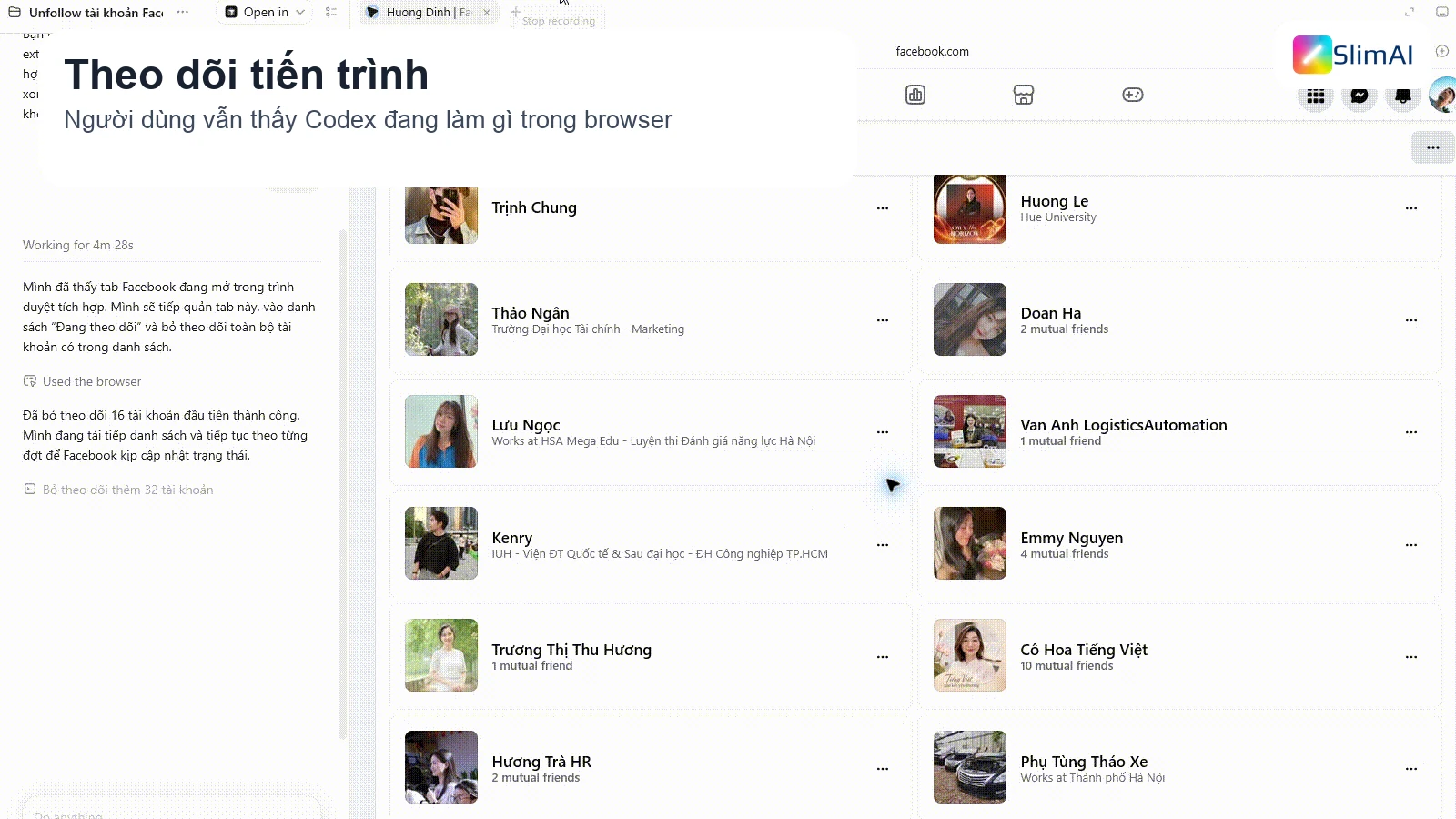 Ảnh minh họa theo dõi tiến trình Codex Browser