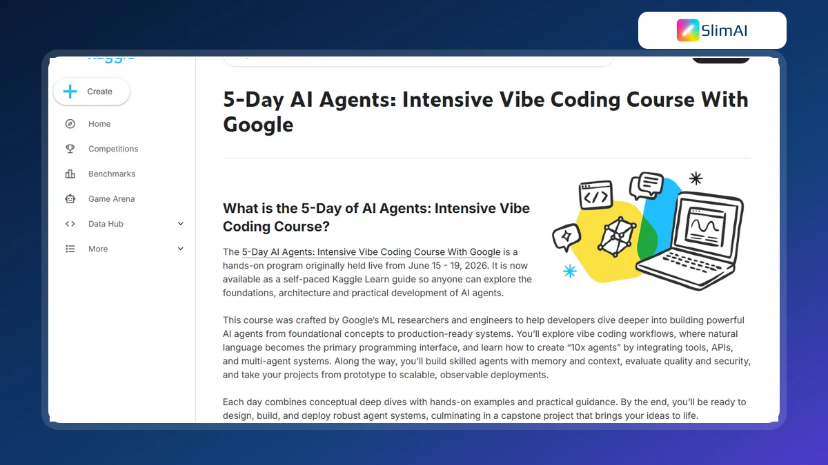 Trang khóa học AI Agents Intensive chính thức trên Kaggle