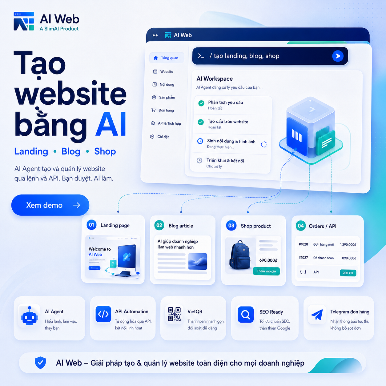 AI Web - Tạo và quản lý website bằng AI Agent - Bộ đầy đủ