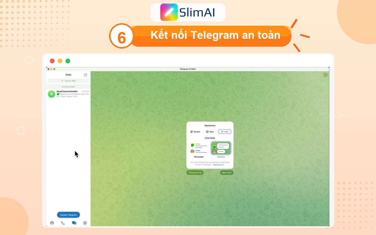 Telegram BotFather trong video hướng dẫn kết nối Hermes